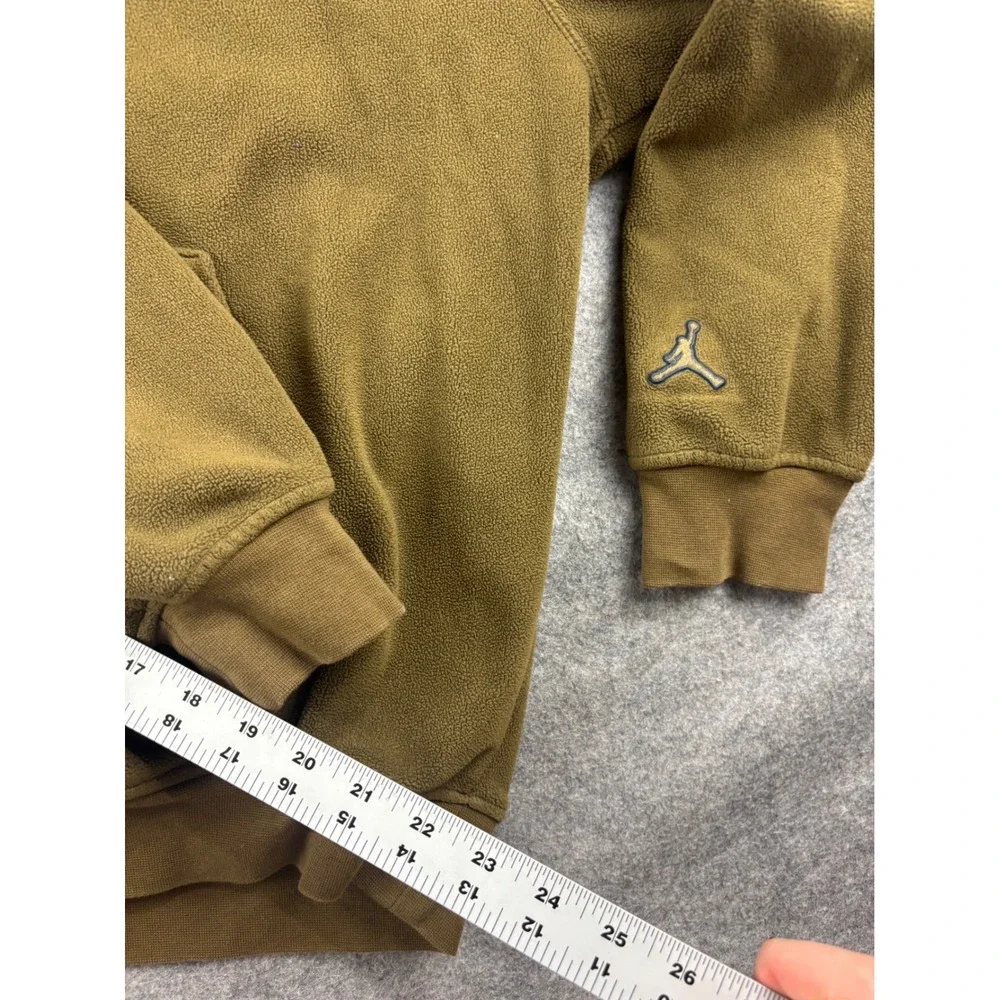 Nike Air Jordan Essentials Fleece Hoodie Mens Medium Olive Brown Pullover Snap